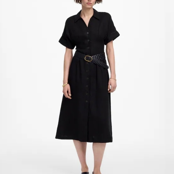 Madewell Pleated Midi Shirtdress in 100% Linen - NWT - Picture 3 of 16